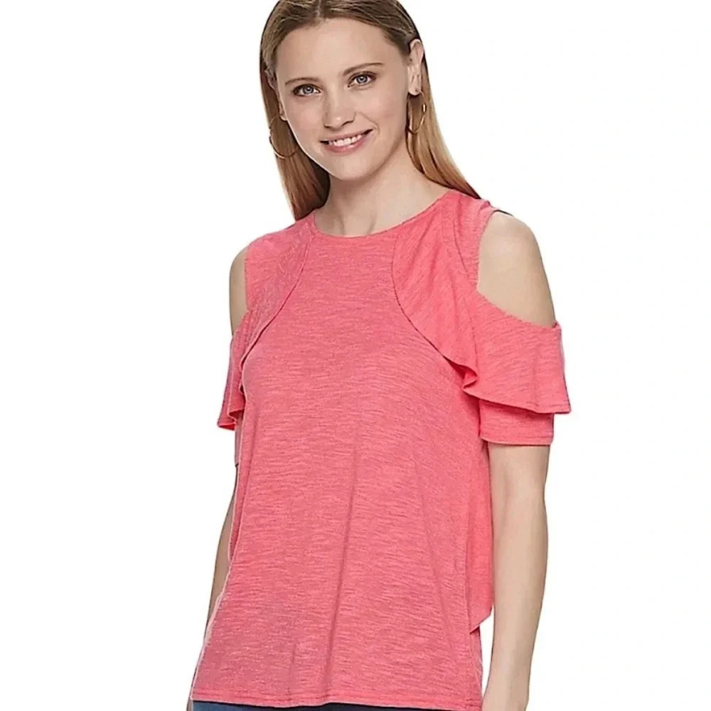 Juicy Couture Cold Shoulder Ruffle Top